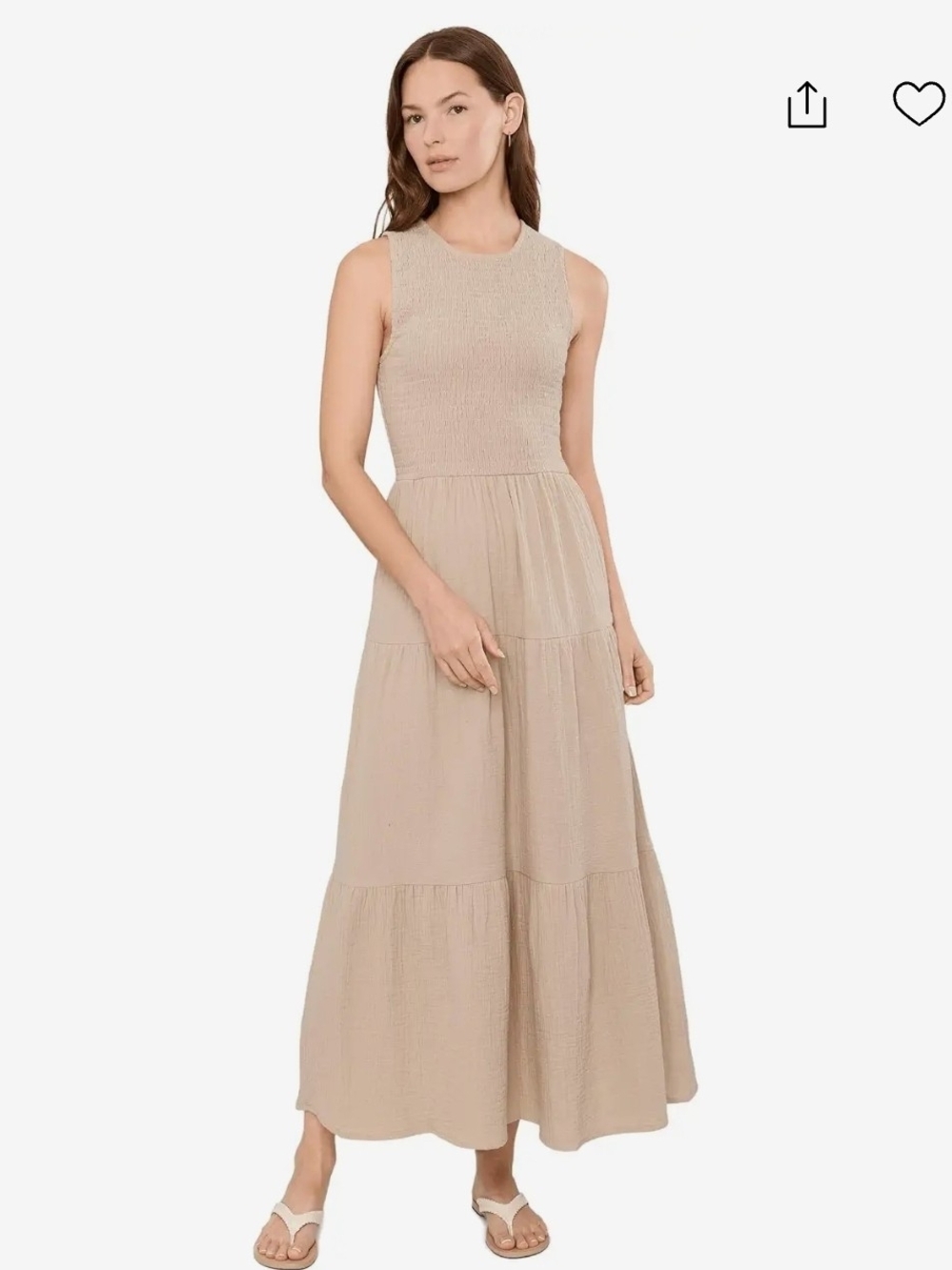 Calvin Klein Sleeveless Tiered Maxi Dress in Beige